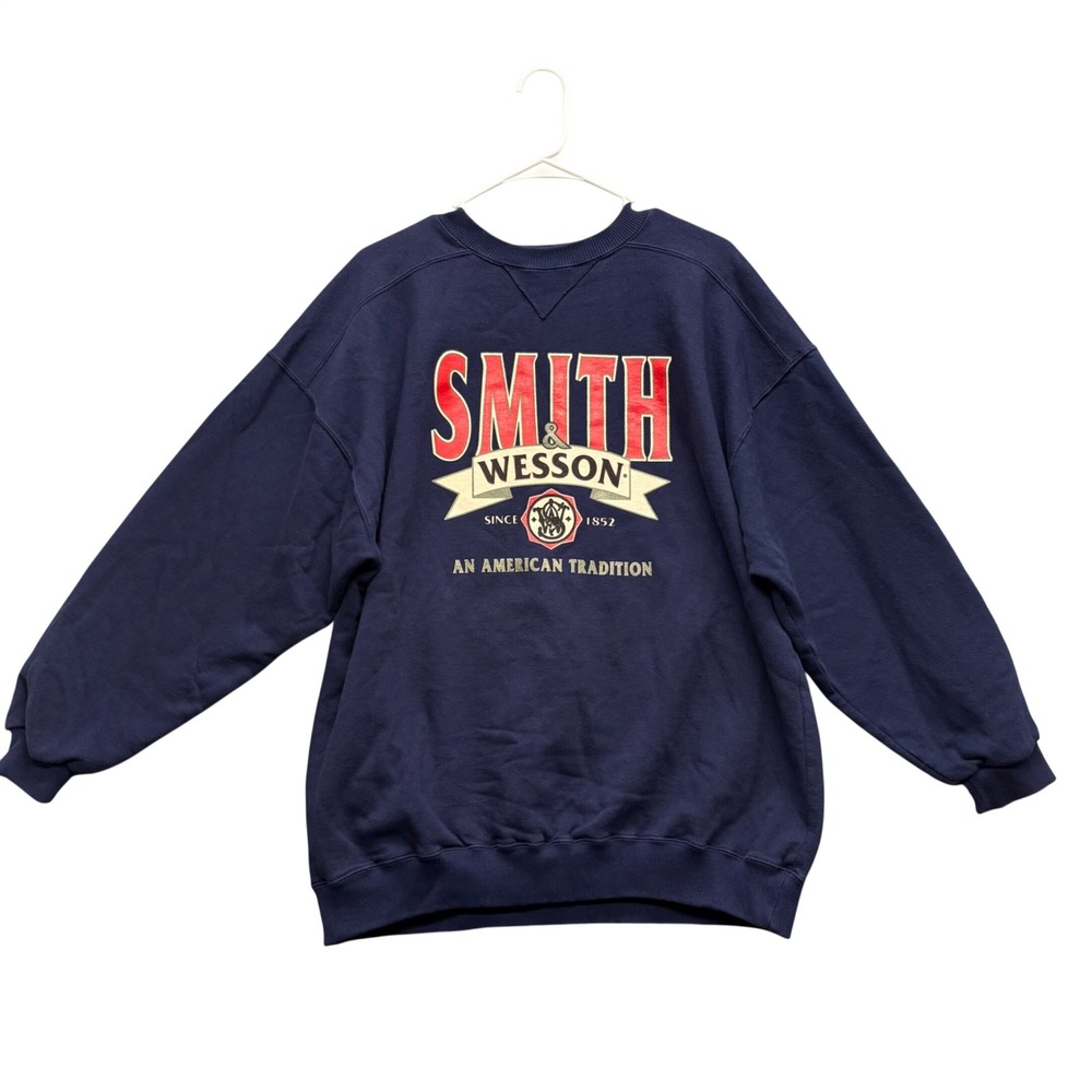 Smith & Wesson Sweatshirt Mens XL Navy Blue Graphic American Tradition USA Made